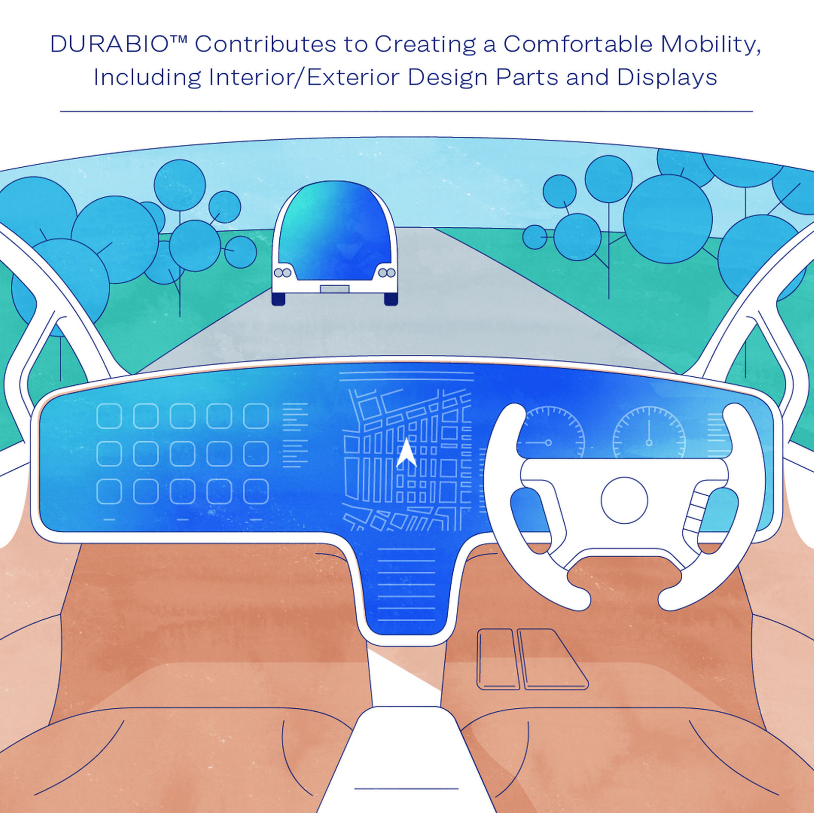 DURABIO™ Contrilutes to Creating a Confortable Mobility,Including Interior/Exterior Design Parts and Displays